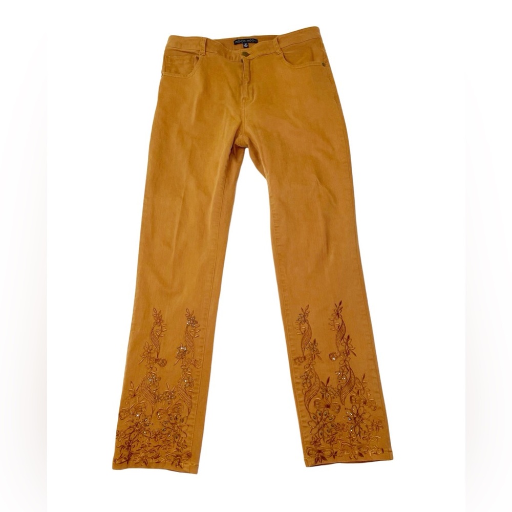 Indigo Moon‎ Womens Pants Embroidered Embellished Boho Western Stretch Size 12